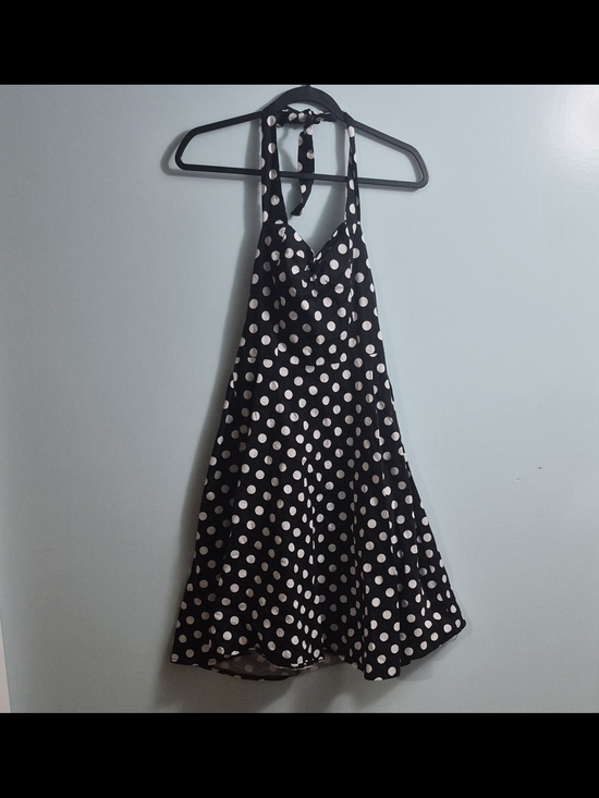 None Dresses & Skirts - Black and White Polka Dot Halter Dress